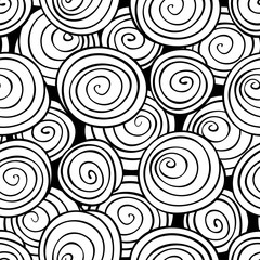 Abstract spiral background. Monochrome Vector seamless pattern.