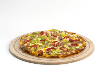 Mixed pizza on a white background