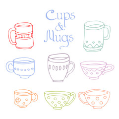 set of 8 cute mugs and cups