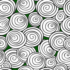 Abstract spiral background. Monochrome Vector seamless pattern.