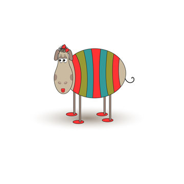Cartoon funny sheep. Vector image on a transparent background