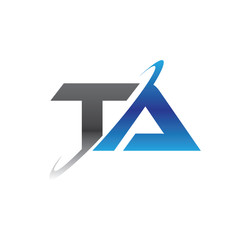 ta initial logo with double swoosh blue and grey