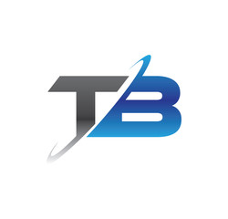 tb initial logo with double swoosh blue and grey