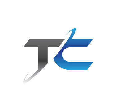 tc initial logo with double swoosh blue and grey