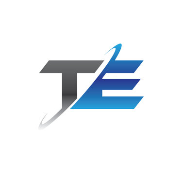 te initial logo with double swoosh blue and grey