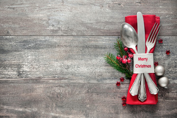 Christmas table place setting