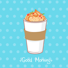 Hand drawn vector illustration - coffee drink with chocolate.
