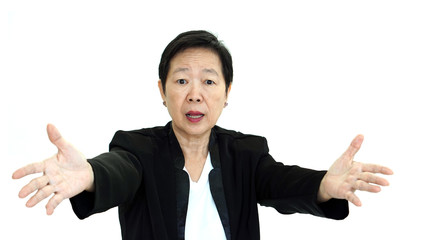 Asian senior manager business woman shouting and angry abstract