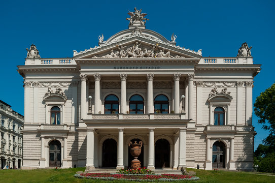 Mahen Theatre, which is located in Brno Malinovsky Square, Czech Republic. The neo-Renaissance building completed 1882.