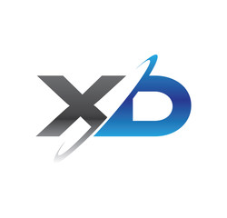 xd initial logo with double swoosh blue and grey