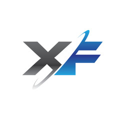 xf initial logo with double swoosh blue and grey