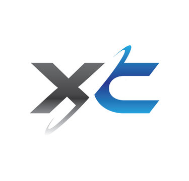xc initial logo with double swoosh blue and grey