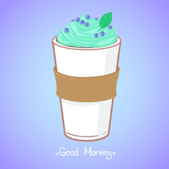 Hand drawn vector illustration - coffee drink with mint.