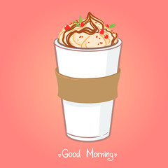 Hand drawn vector illustration - coffee drink with chocolate.