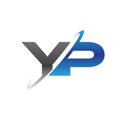 yp initial logo with double swoosh blue and grey