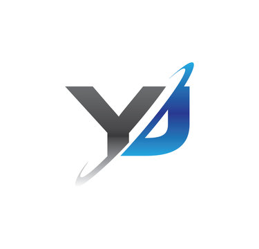 yj initial logo with double swoosh blue and grey