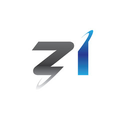 zi initial logo with double swoosh blue and grey