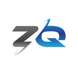 zq initial logo with double swoosh blue and grey