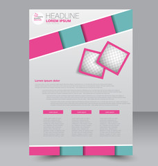 Abstract flyer design background. Brochure template. To be used for magazine cover, business mockup, education, presentation, report. Green and pink color.