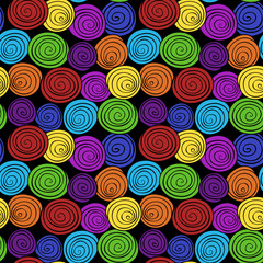 Abstract spiral background. Colorful Vector seamless pattern.