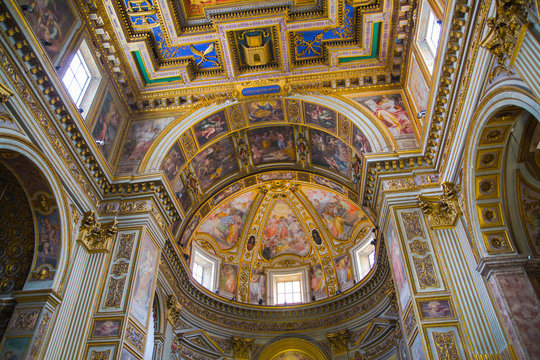 ROME, ITALY - APRIL 8, 2016: Interior of the San Marcello al Corso church, 18th century