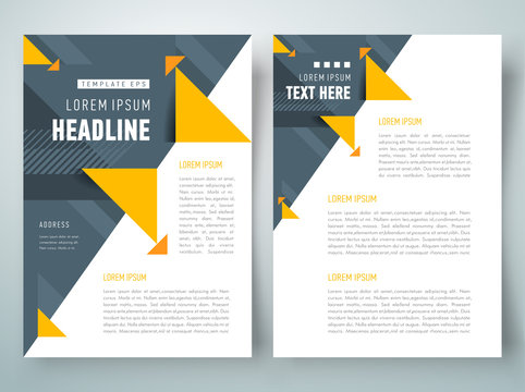 flyer brochure design template geometric abstract triangles, siz