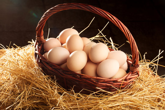eggs in the basket neatly folded and ready for the Easter holida
