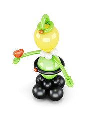 Man out of balloons isolated on white background. Top view. 3d rendering.