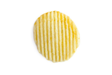 potato chip on white background close-up