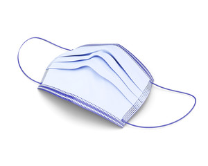 Disposable medical mask isolated on white background. 3d render image.