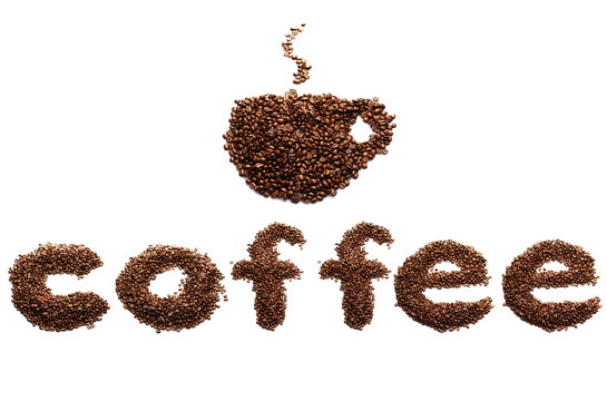 Fototapeta Coffee beans font isolated on white background