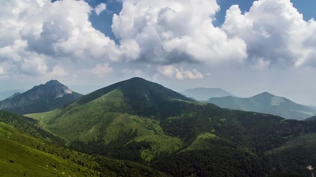 timelapse of cumulus clouds moving over mountains in Slovakia - sky before storm - beautiful nature - full hd 1920x1080