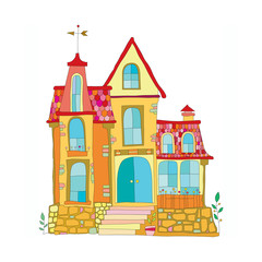 illustration in cartoon style mansion