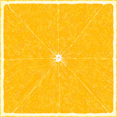 Big orange texture background. Square fruit sweet pattern. Citrus cut art. Tangerine incision....