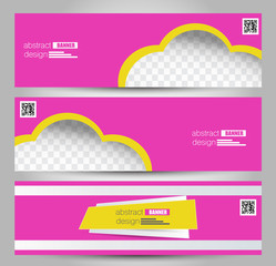 Banner template. Abstract background for design,  business, education, advertisement. Pink and yellow color. Vector  illustration.