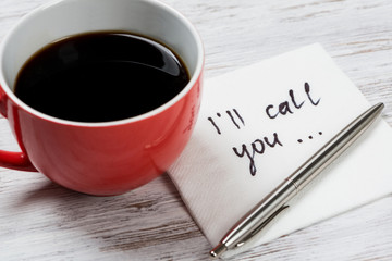 Message written on napkin