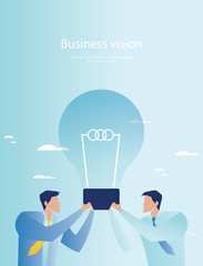 Creative business. Businessmen holding light bulb
