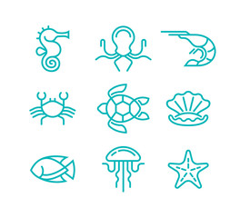 Naklejka premium marine life icon set