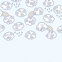 Funny cartoon clouds background with space for your text design. 
