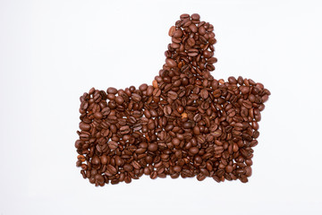 Facebook Daumen nach oben aus Kaffebohnen