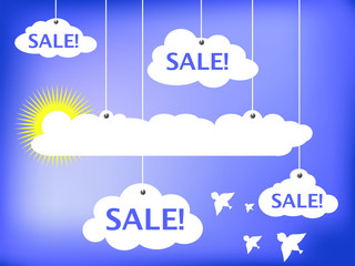 Sale background with sky and clouds
