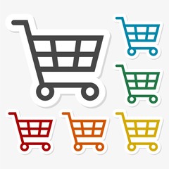 Multicolored paper stickers - Shopping Icon