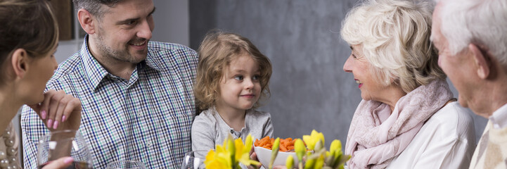 Little girl visiting grandparent's