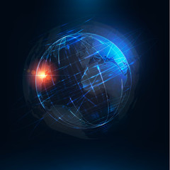 Abstract futuristic realistic earth Vector illustration