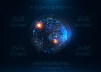Abstract futuristic realistic earth Sci Fi globe at motion  Vector 