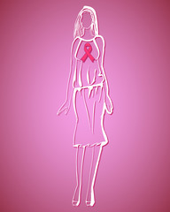 Obraz na płótnie Canvas Breast cancer awareness pink single ribbon isolated on white background. 