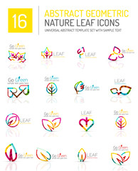 Geometric leaf icon set