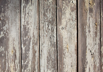 Old wooden plank with cracked white paint background