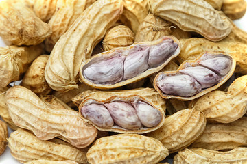 Boiled peanuts isolated on white background
