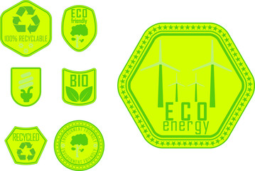 Green ecology vector badges pack